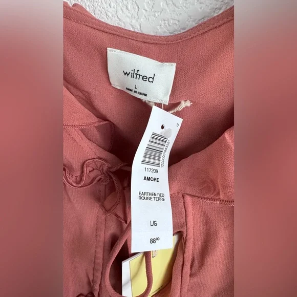 Aritzia Wilfred Amore Cami NWT Dusty Rose Ruffle Tie-Front Chiffon Tank - Picture 10 of 13